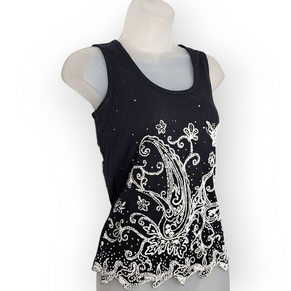MKM Designs Y2K Ribbed Tank with Glitter and Sequins size Medium - Picture 2 of 7
